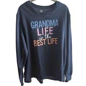 Grandma Life Is the‎ Best Life Sweatshirt PositiviTees XL Navy Graphic Pullover